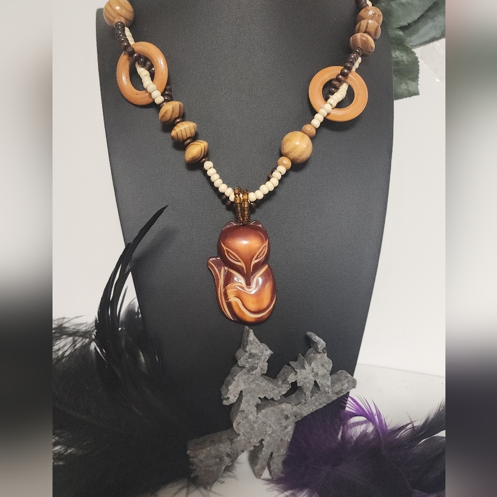 Elegant Sandalwood Foxtail Pendant/Necklace